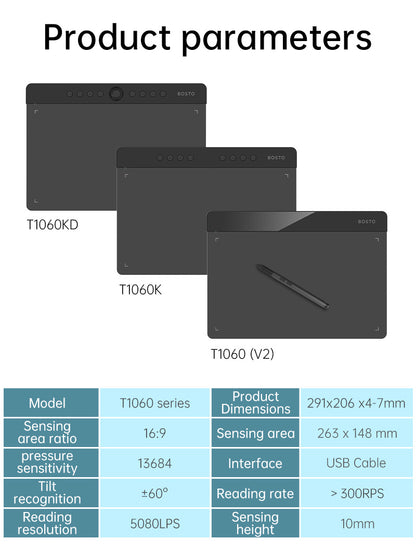 BOSTO T1060 Series PEN Tablet Drawing Tablet