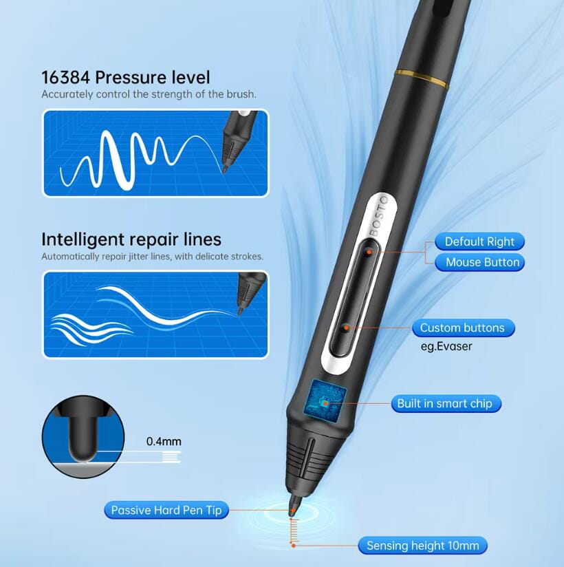 BOSTO 16HDK Drawing Pen Display Tablet - Bostotech